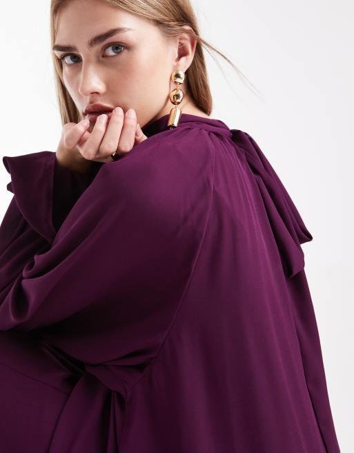 ASOS DESIGN gathered volume sleeves maxi dress in plum
