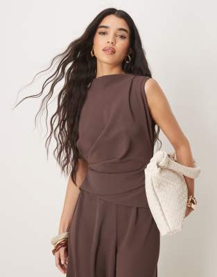 Asos Design Gathered Waist Sleeveless Jumpsuit