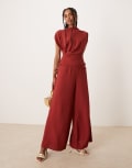 [ASOS DESIGN] ASOS DESIGN gathered waist sleeveless jumpsuit in rust 6 RUST