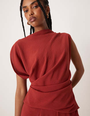 ASOS DESIGN gathered waist sleeveless jumpsuit in rust | ASOS