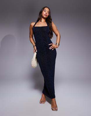 Asos Design Gauged Strap Detail Square Neck Maxi Dress