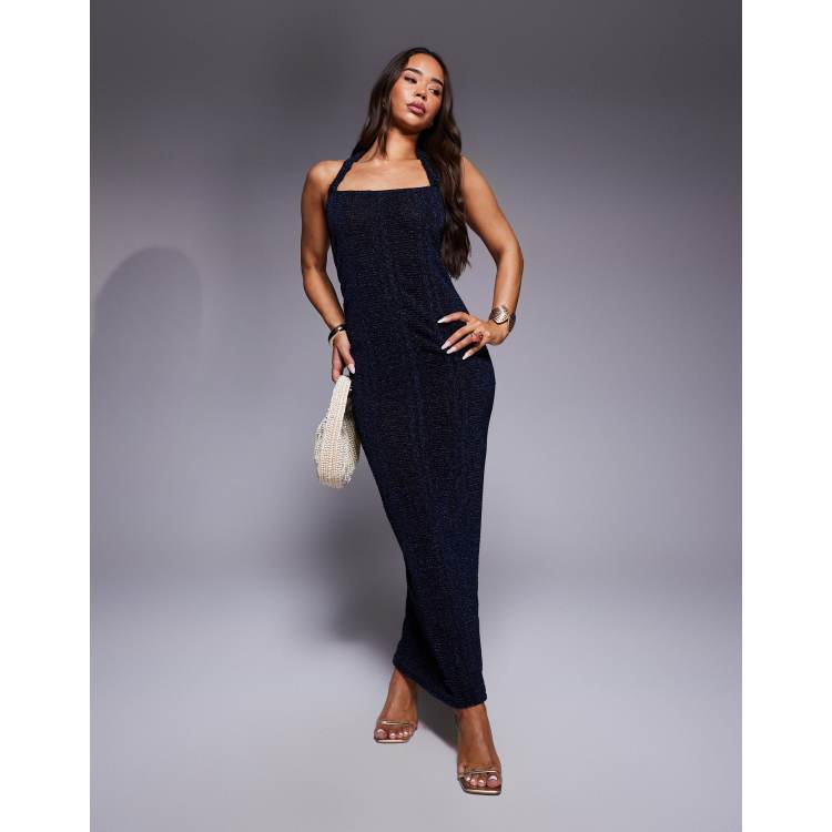 knee length dresses for ladies Sail to Sable Navy Metallic Tweed Short Sleeve Shift Dress Navy / L / H2522