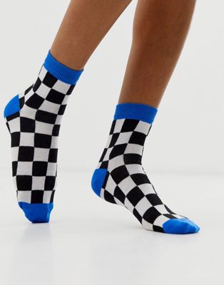 ASOS DESIGN - Geblokte sokken-Blauw