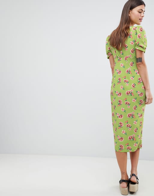 ASOS DESIGN – Geblümtes Midikleid mit Knopfleiste, 2 von 4