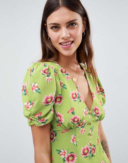 ASOS DESIGN – Geblümtes Midikleid mit Knopfleiste, 3 von 4
