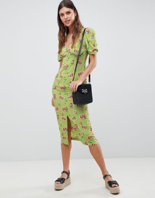 ASOS DESIGN – Geblümtes Midikleid mit Knopfleiste, 4 von 4