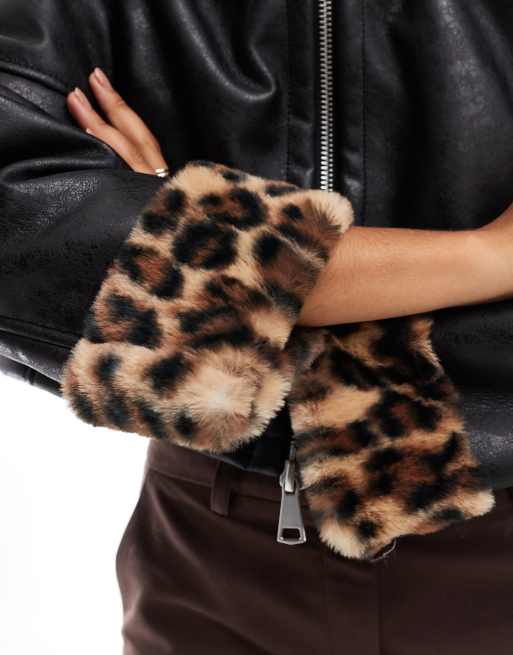 ASOS DESIGN - Gebonden jack met imitatiebont, capuchon en luipaardprint in zwart, 4 van 4