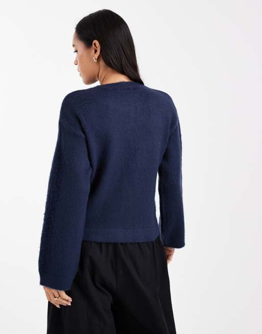 ASOS DESIGN - Geborsteld gebreid vest in marineblauw, 3 van 4