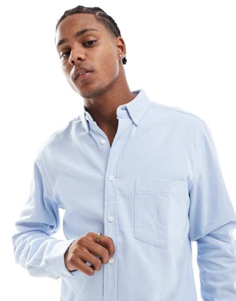 ASOS DESIGN - Geborsteld Oxford overhemd met normale pasvorm in lichtblauw - view 1