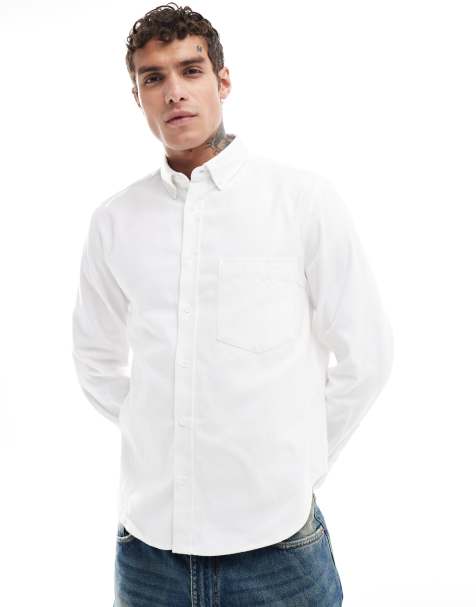 ASOS DESIGN - Geborsteld recht Oxford overhemd in wit - view 1