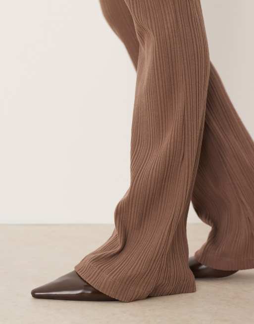 ASOS DESIGN - Geborstelde broek met verschillende ribbels in chocoladebruin, deel van co-ord set , 5 van 5