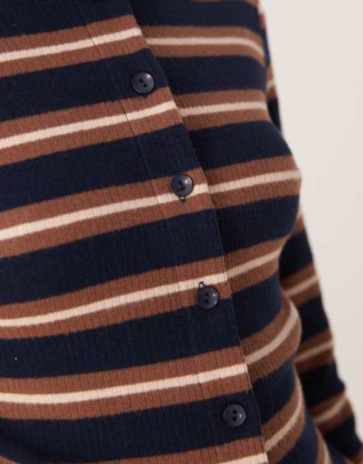 ASOS DESIGN - Geborstelde gestreepte top met met knopen in marineblauw, 3 van 4