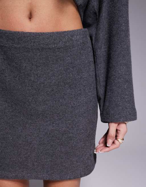 ASOS DESIGN - Geborstelde minirok in antracietgrijs, deel van co-ord set, 4 van 5