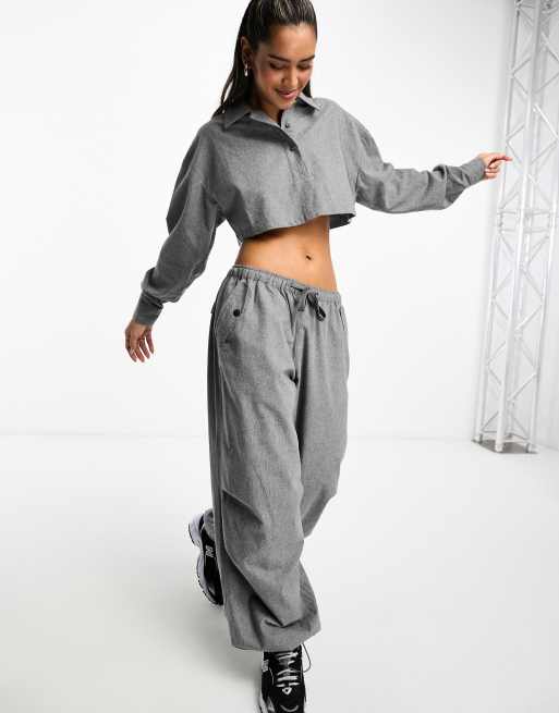 ASOS DESIGN - Geborstelde parachute-broek in grijs, deel van co-ord set