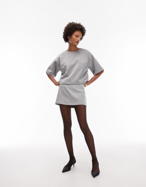 ASOS DESIGN - Geborstelde skort met A-lijn in grijs, deel van co-ord set