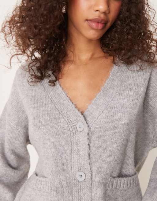 ASOS DESIGN - Gebreid boyfriend vest met lange pasvorm in grijs, 3 van 4