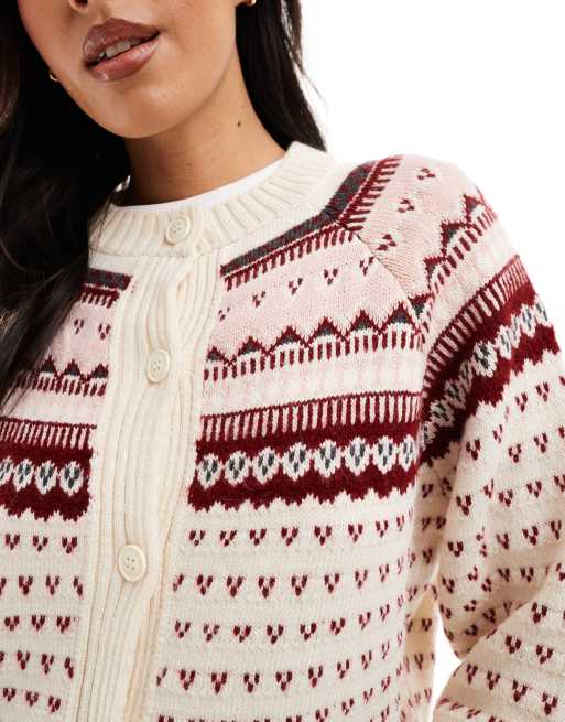 ASOS DESIGN - Gebreid Fair Isle vest in crème, 4 van 4