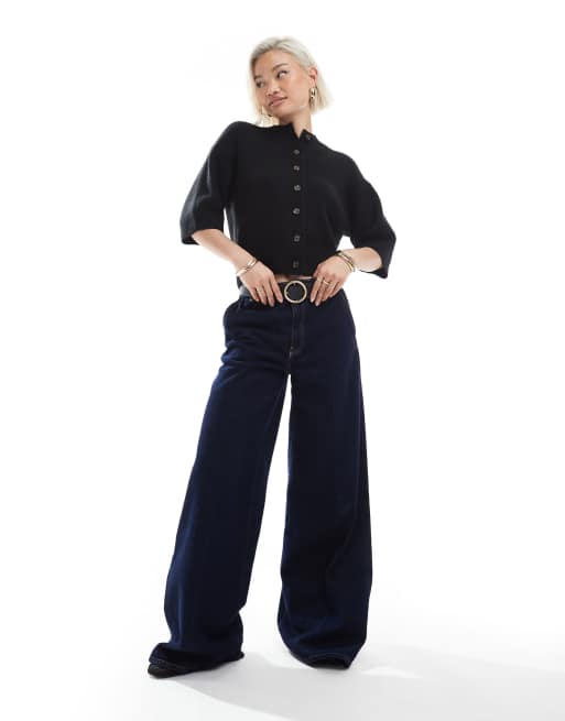ASOS DESIGN - Gebreid geribbeld vest met korte mouwen in zwart, 2 van 4