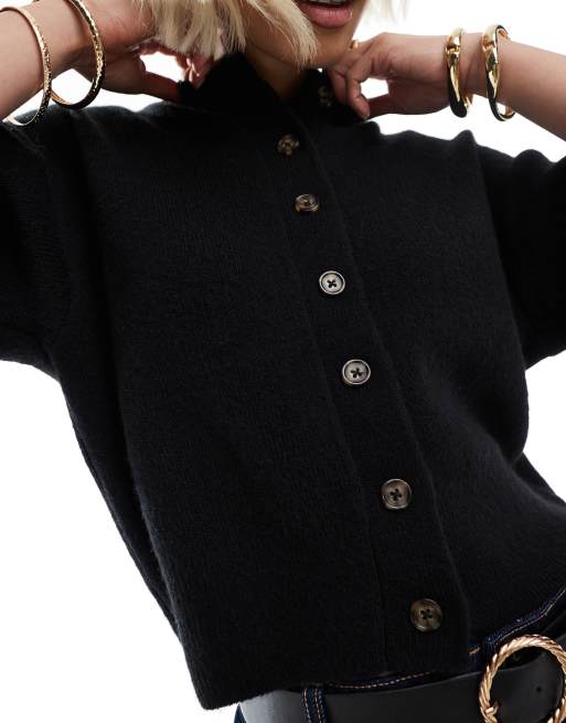 ASOS DESIGN - Gebreid geribbeld vest met korte mouwen in zwart, 3 van 4
