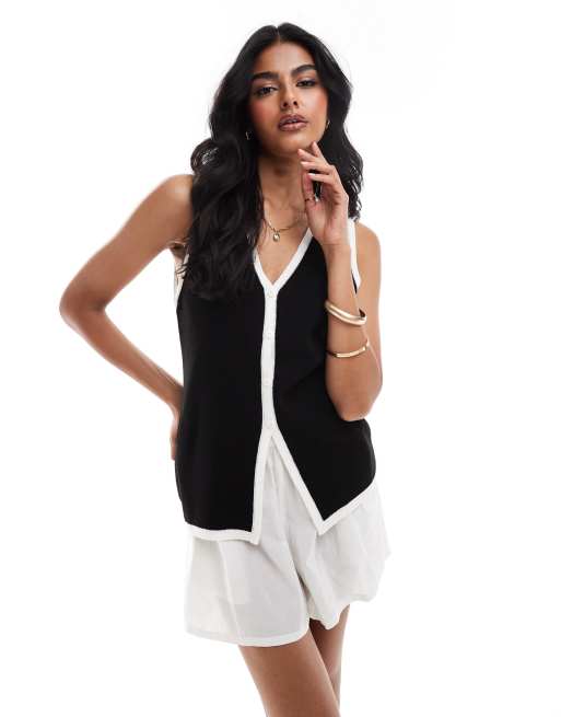 ASOS DESIGN - Gebreid gilet met lange pasvorm in zwart