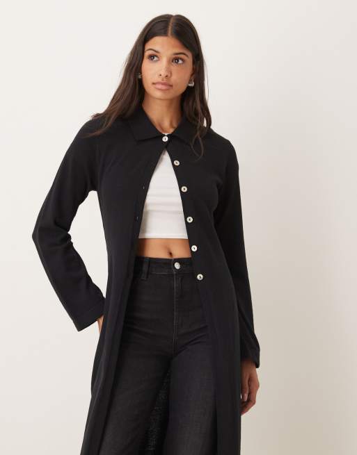 ASOS DESIGN - Gebreid lang vest met uitlopende mouwen in zwart, 2 van 4