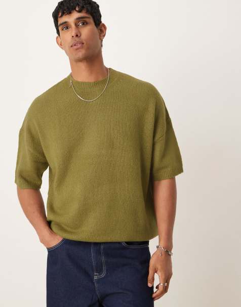ASOS DESIGN - Gebreid oversized T-shirt in kaki - view 1