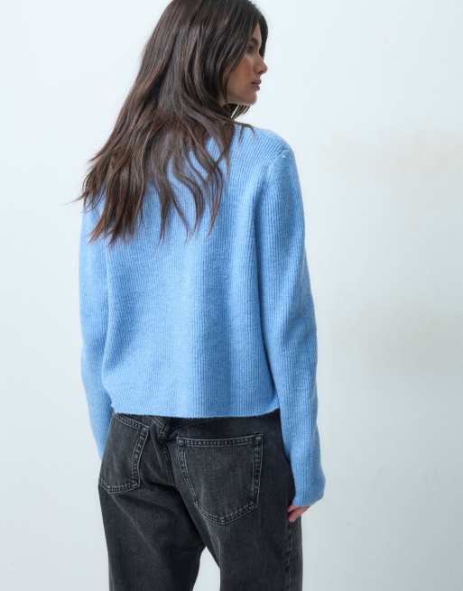 ASOS DESIGN gebreid ribbasisvest in blauw, 4 van 4