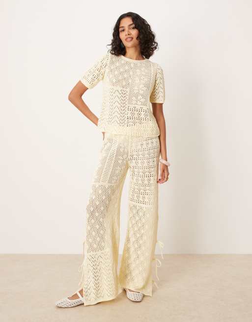 ASOS DESIGN - Gebreid T-shirt in ecru, deel van co-ord set, 2 van 4