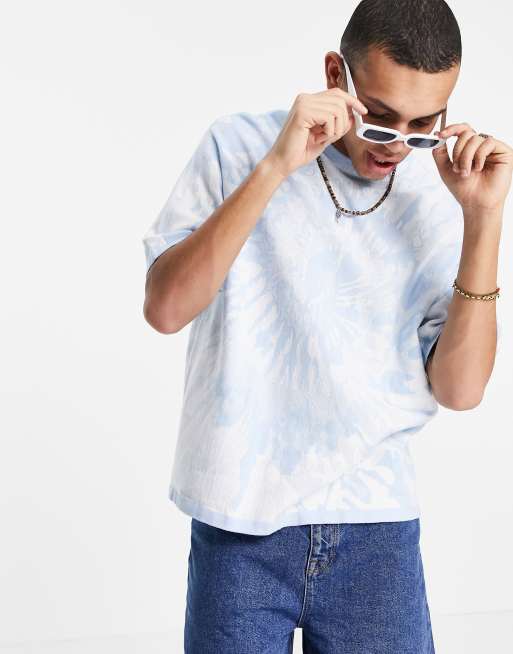 ASOS DESIGN - Gebreid Tie-dye met tie-dye effect in blauw en wit