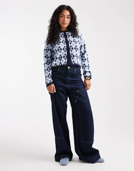 ASOS DESIGN - Gebreid vest met Argyle-patroon in multi, 3 van 4