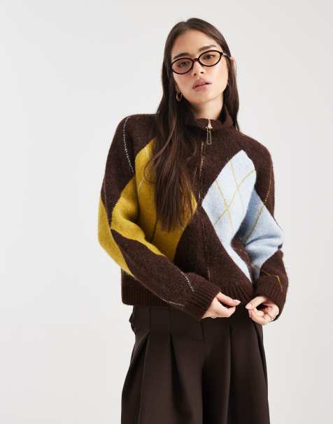 ASOS Design - Gebreid vest met argyle ruitpatroon in bruin - view 1