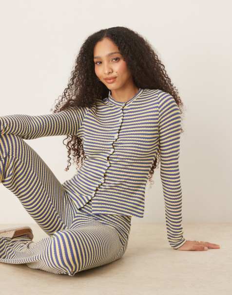 ASOS DESIGN - Gebreid vest met blauwe en gele strepen - view 1
