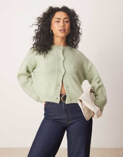 ASOS DESIGN - Gebreid vest met brede manchetten in zachtgroen - view 1