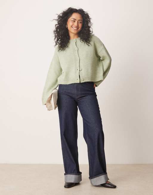 ASOS DESIGN - Gebreid vest met brede manchetten in zachtgroen, 2 van 4