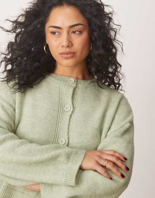 ASOS DESIGN - Gebreid vest met brede manchetten in zachtgroen, 3 van 4