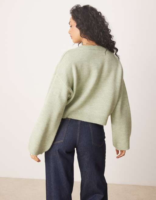 ASOS DESIGN - Gebreid vest met brede manchetten in zachtgroen, 4 van 4