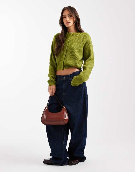 ASOS DESIGN - Gebreid vest met cocoon mouwen in olijfgroen, 2 van 4
