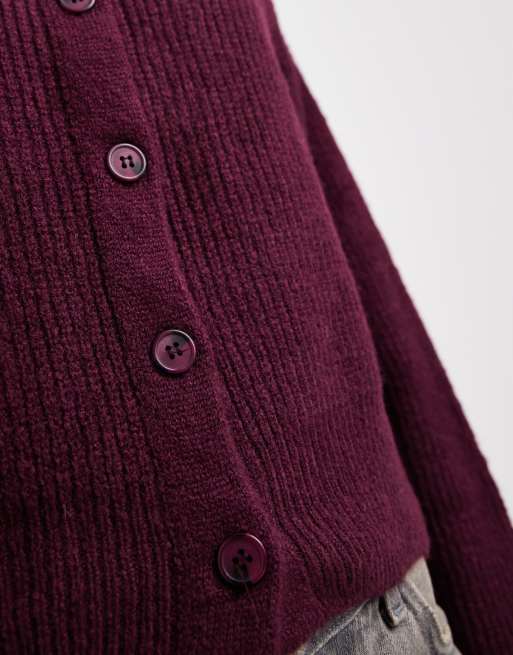 ASOS DESIGN knit cardigan with cocoon sleeves in wine