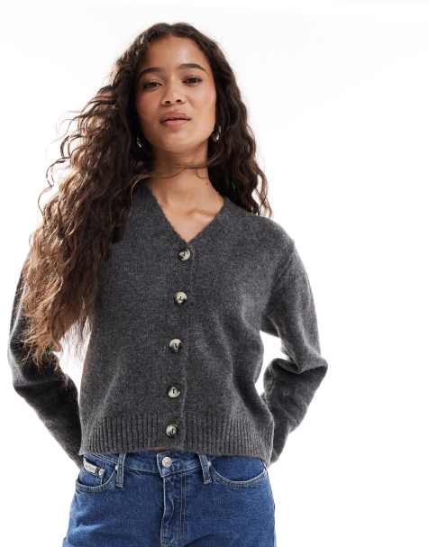 ASOS DESIGN - Gebreid vest met geplooide mouwen in grijs - view 1