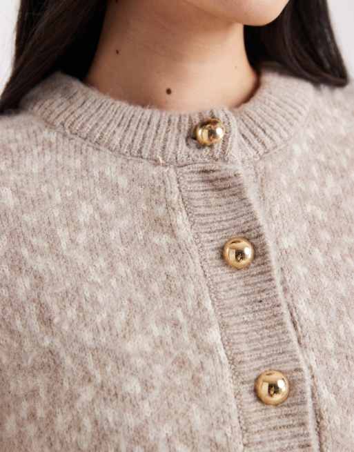 ASOS DESIGN - Gebreid vest met gouden knopen in bambi-print, 3 van 4