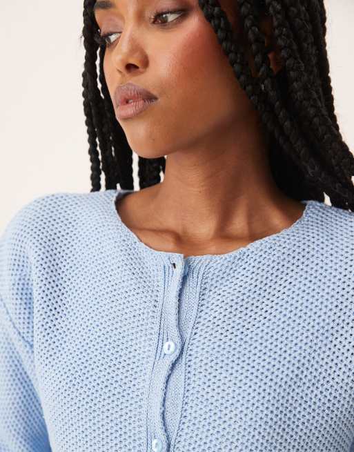 ASOS DESIGN - Gebreid vest met korte mouwen in lichtblauw, 4 van 4
