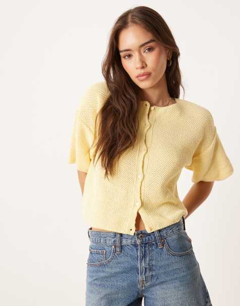 ASOS DESIGN - Gebreid vest met korte mouwen in lichtgeel - view 1