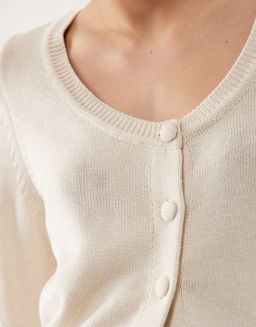 ASOS DESIGN - Gebreid vest met lage ronde hals in ecru, 3 van 4