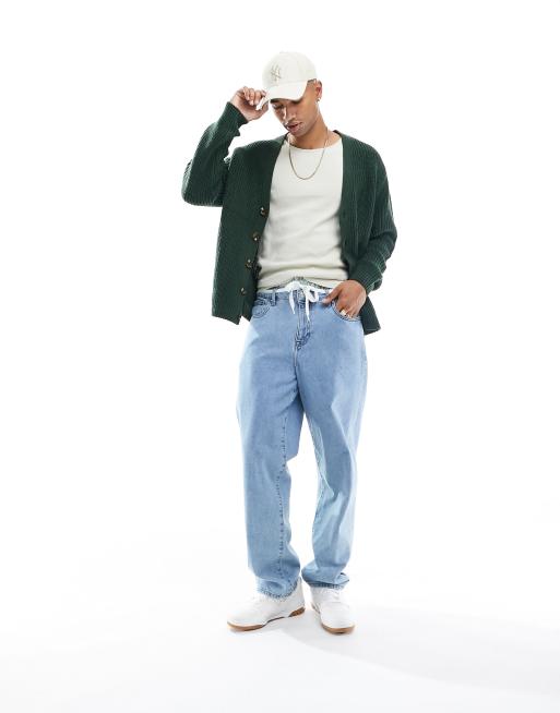 ASOS DESIGN - Gebreid vest met oversized pasvorm en ribbels in groen, 4 van 4
