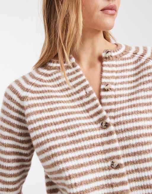 ASOS DESIGN - Gebreid vest met raglanmouwen en bruine strepen, 3 van 4