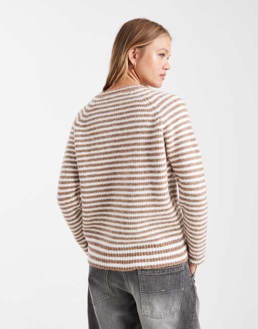 ASOS DESIGN - Gebreid vest met raglanmouwen en bruine strepen, 4 van 4