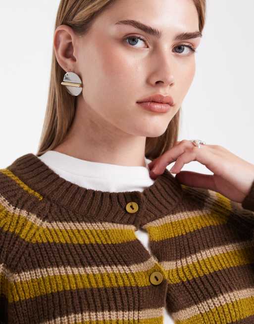 ASOS DESIGN - Gebreid vest met raglanmouwen en groene strepen, 3 van 4