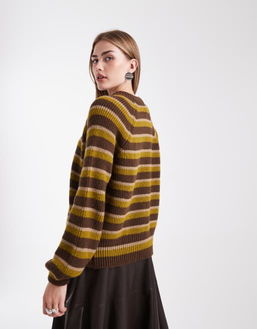 ASOS DESIGN - Gebreid vest met raglanmouwen en groene strepen, 4 van 4