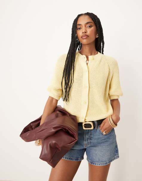 ASOS DESIGN - Gebreid vest met raglanmouwen in geel - view 1