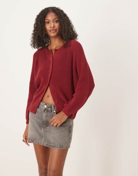 ASOS DESIGN - Gebreid vest met raglanmouwen in roestkleur - view 1